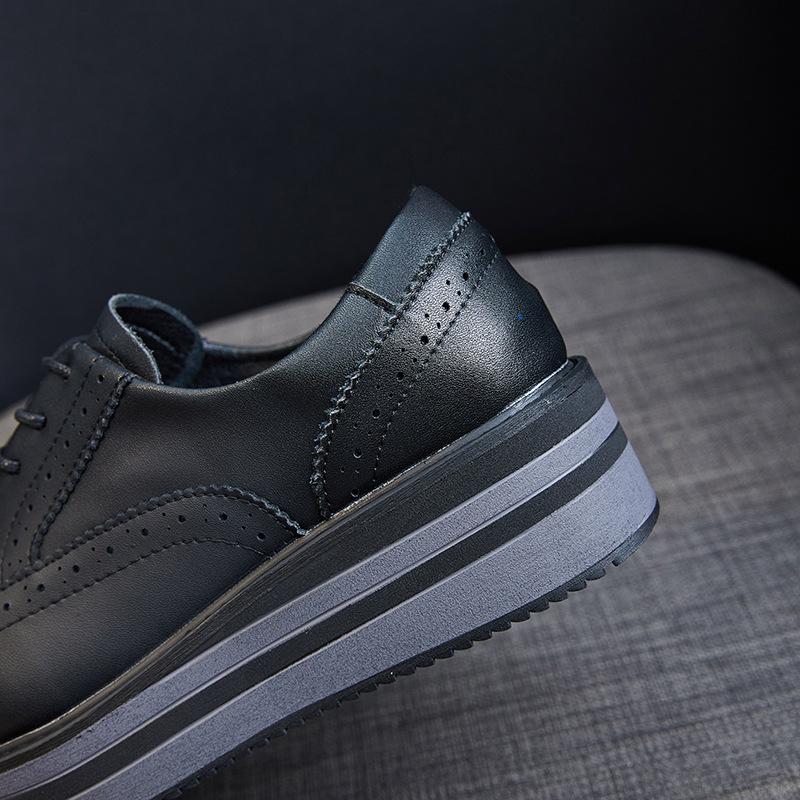 Женская обувь, обувь на платформе, новые весенне-осенние универсальные кожаные повседневные туфли, Zapatos De Cuero Casuales Para Mujeres