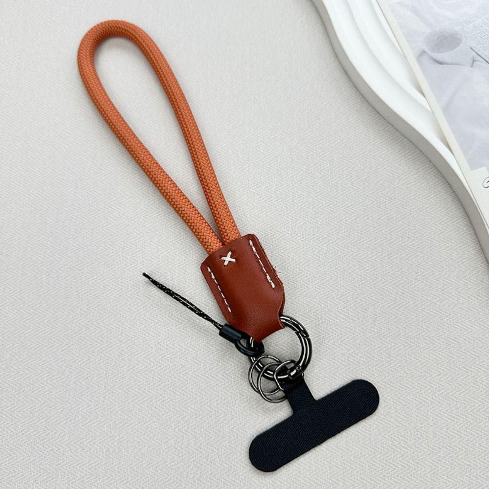 Nylon Braided Rope Phone Chain Women Fashion Luxury Wrist Phone Strap Pu Leather Head Phone Clip Lanyard Phone Accessories