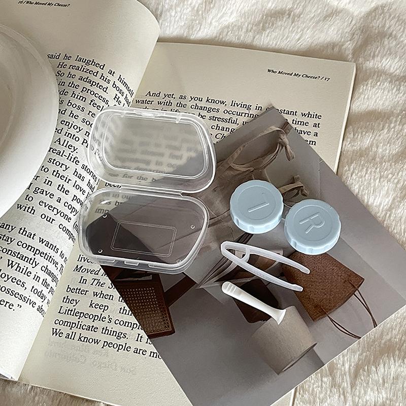 Коробка для контактных линз Предотвращает утечку Прозрачная крышка для линз Контейнер Держатель для контактных линз Сопутствующая коробка Коробка для ухода Портативная дорожная