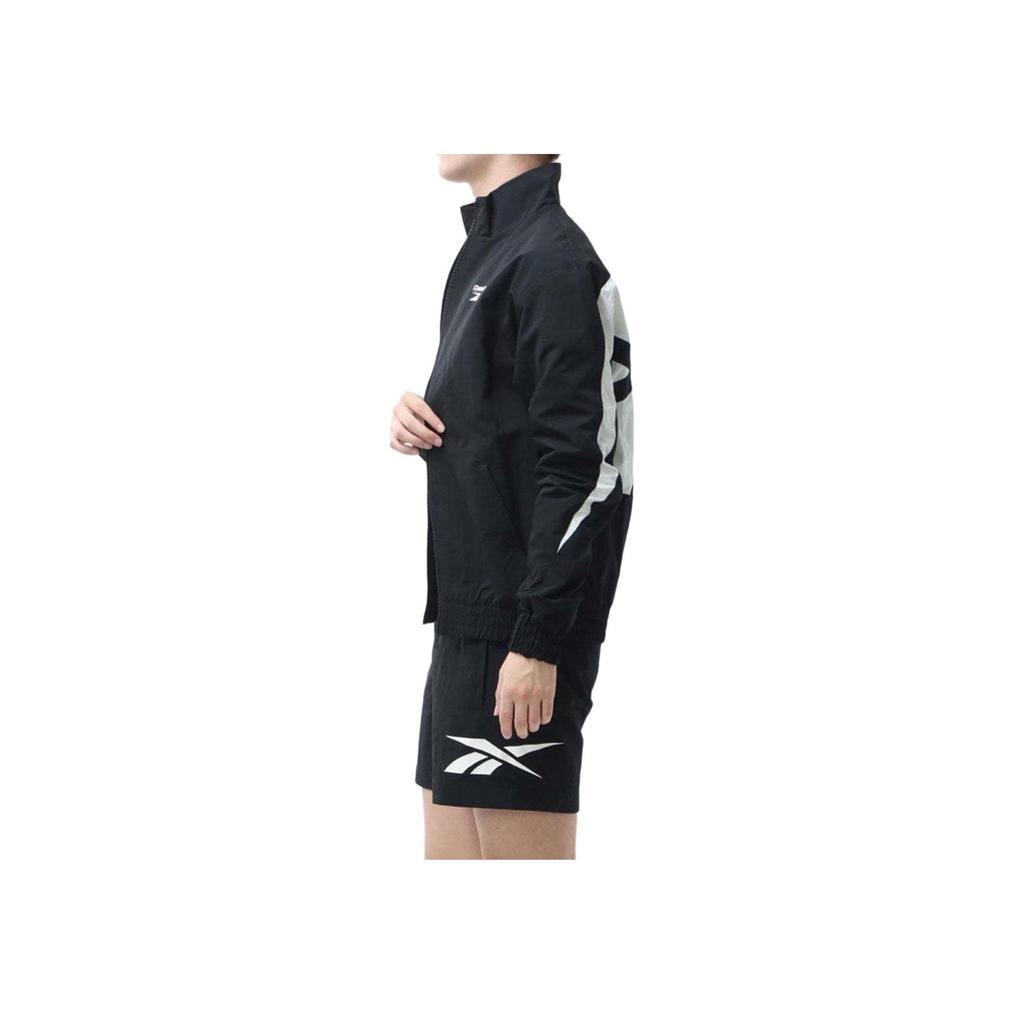 Reebok High Street American Brand Logo Letter Splicing Color Block Casual Woven Retro Stand Collar Jacket Unisex Jacket Black 24SRM101UGH0