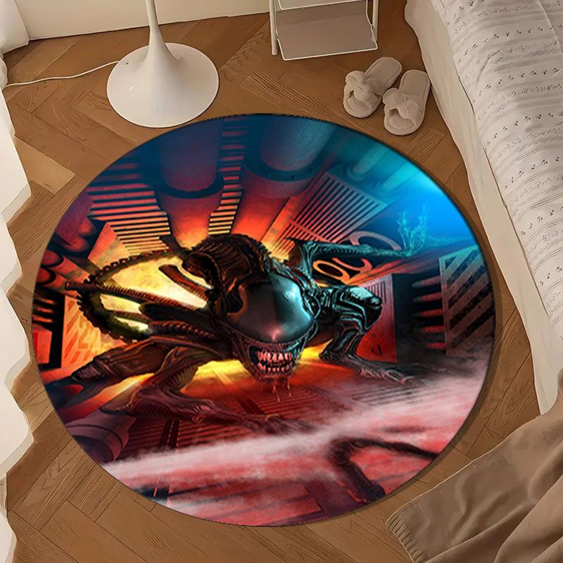 Alien Ornate Frame Round mat, Anti-slip Circle Carpet Chair rug For livingroom,Bedroom, doormat home decor Gift Christmas Gifts