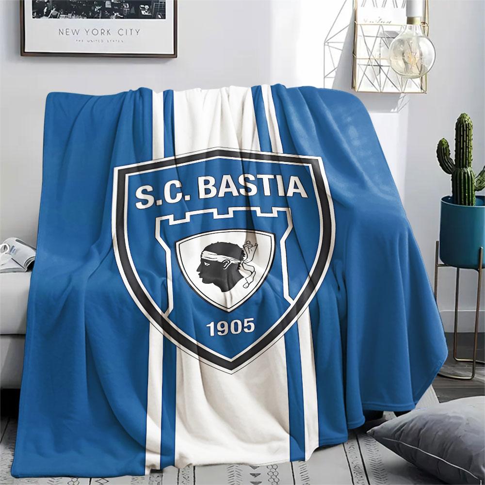 1PC Sporting Club de Bastia Patterned Flannel Blanket Suitable For All Seasons for Home Decor Warmth and Comfort Gifts Holiday Present