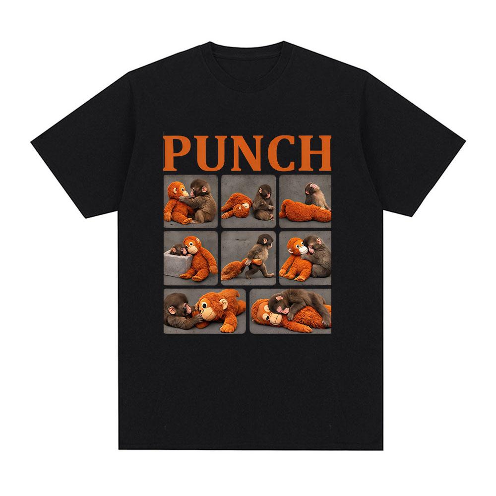 Punch The Monkey Baby Zoo Funny Meme Tshirts Unisexs Women Clothing Casual Cotton Tshirt Fashion Oversized Short Sleeves T Shirt