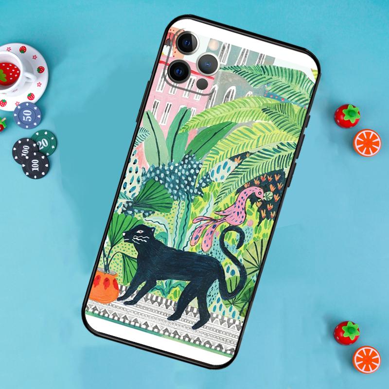 Cute Cartoon Sloth Leopard Phone Case For iPhone 17 Air 15 14 13 12 11 16 Pro Max 13 12 mini 15 16 Plus 16e Cover Funda