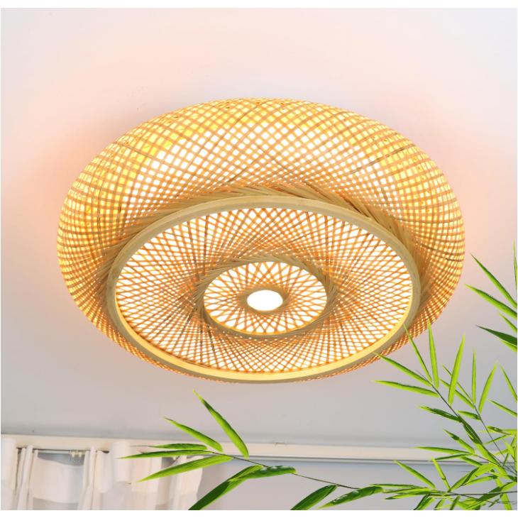 Woven Bamboo Chandelier Lamp Indoor Lighting Home Hotel Restaurant Kitchen Dining Decorative Rattan Pendant Light