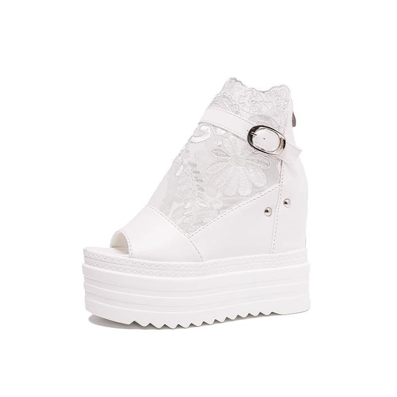 Модные сандалии на толстой подошве в стиле феи для женщин, летние каблуки толщиной 12 см, с модной пляжной обувью