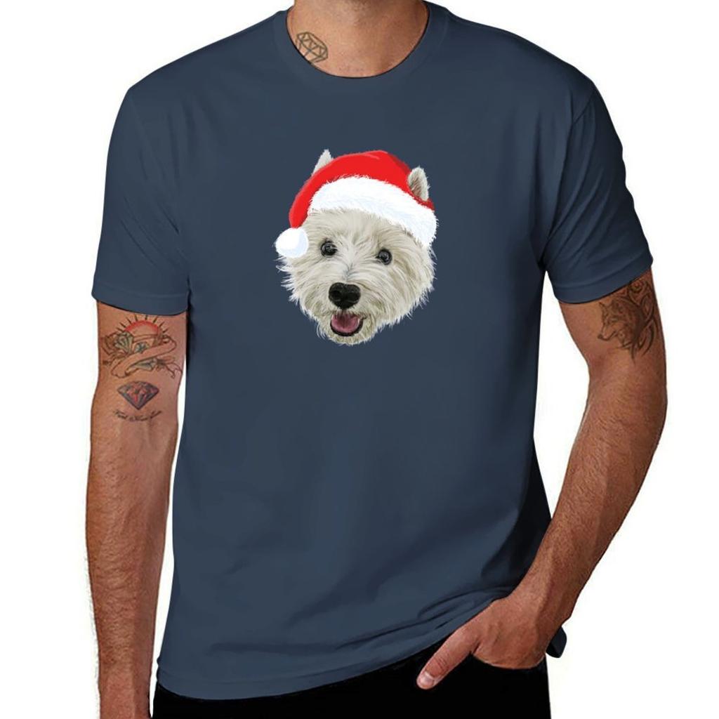 West Highland Terrier Christmas Santa Hat Tshirt T Shirts For Unisex Pack White Unisex T Shirt Graphic Tshirt