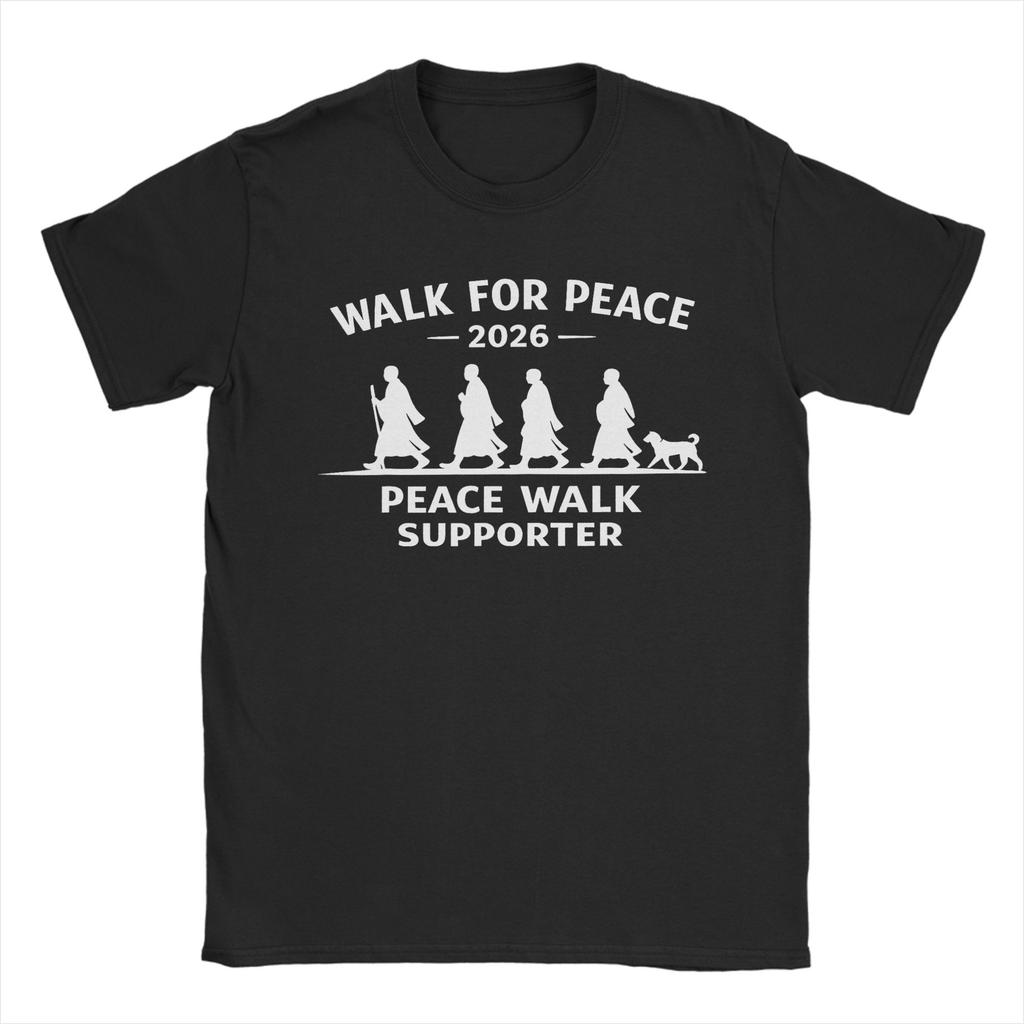 Buddhist Monks Walk For Peace Aloka Dog Cotton T Shirt For Unisex Summer ONeck Leisure Tee Shirt Oversized Dropshipping Tops