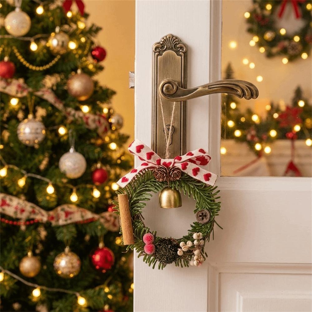 Cute Christmas Pendant Red Velvet Bow Jingle Bells Door Hanger Gift Xmas Tree Ornament Christmas
