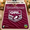 Flannel BlanketQueensland Maroons Custom Name Text Personalized Soft Warm Throw Blanket Home Decor Gift