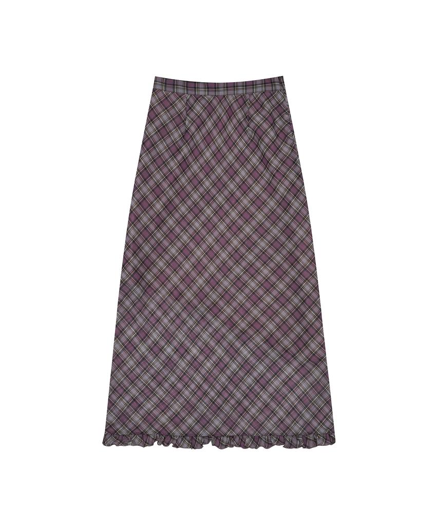 Latizen L17 Frill Check Long Skirt(Purple)