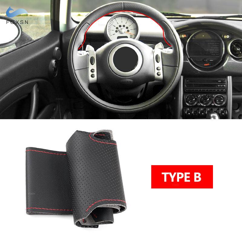 Car Accessories Braid On Steering Wheel Leather Cover Trim For Mini Coupe 2001-2006 Convertible 2004-2008 For Mini R50 R53