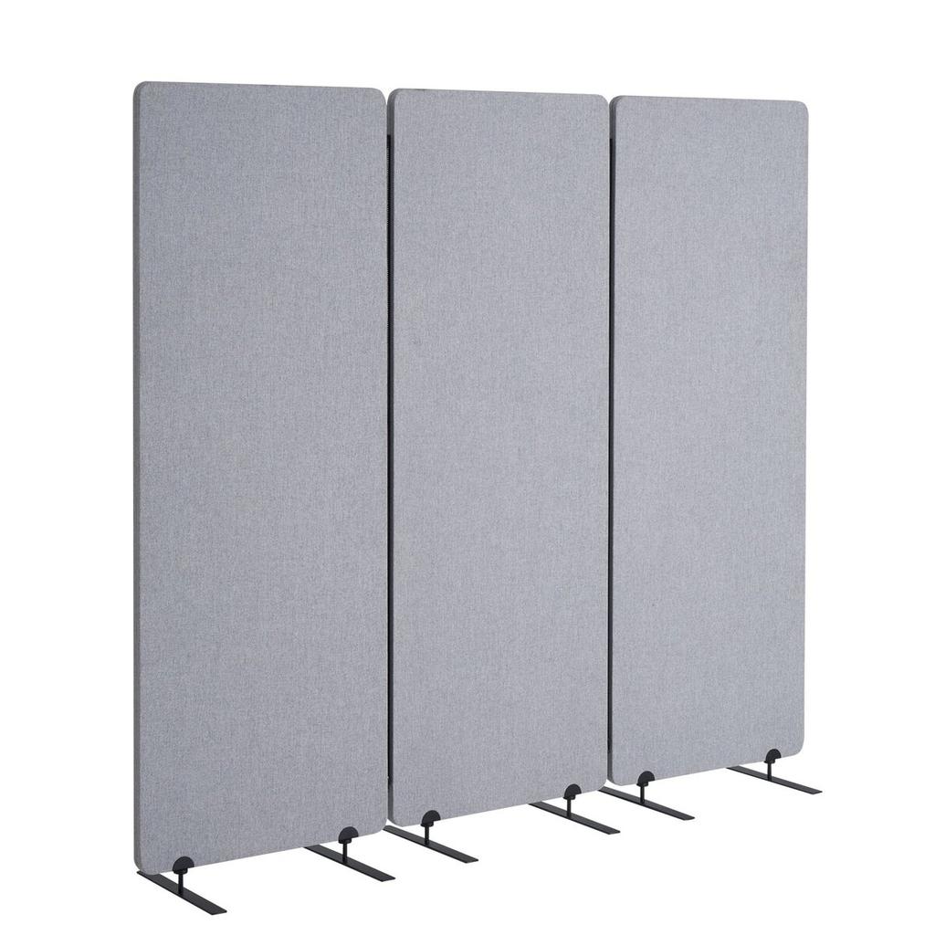 2FT Room Divider 3 Panels PET Polyester Soundproof Privacy Screen Grey