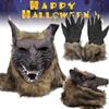 Halloween Horror Plush Wolf Gloves Mask Masquerade Halloween Party Costume Props Mask for Themed Party Supplies