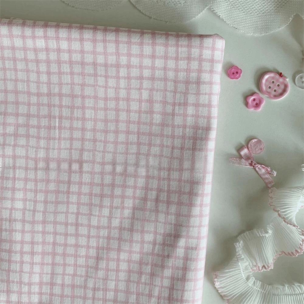 DIY Floral Check Cloth 145x100cm Sewing Cloth Ins Digital Print Fabric  For Home Wear