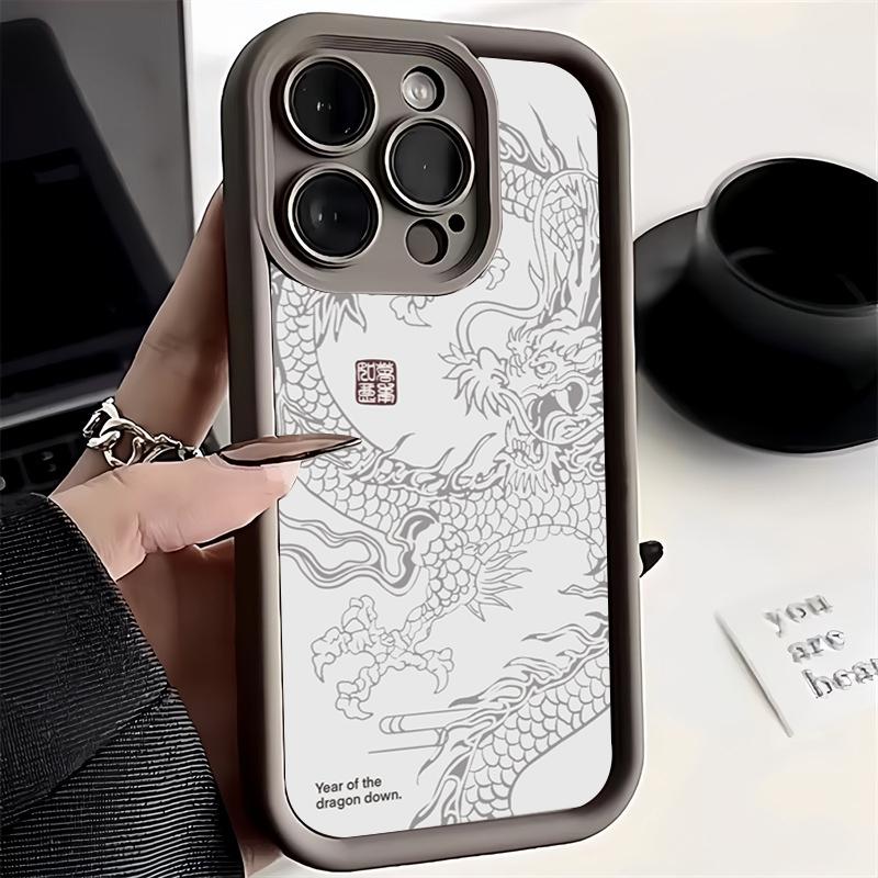 Иллюзорный Цветной Китайский Дракон Силиконовый Чехол для Телефона iPhone - Ударопрочный и Стильный