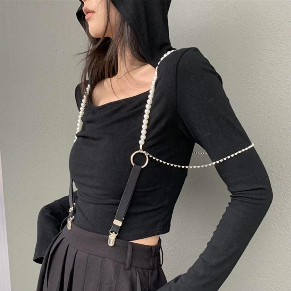 Подтяжки Y-образной формы с жемчугом, эластичные, регулируемые, для женской рубашки