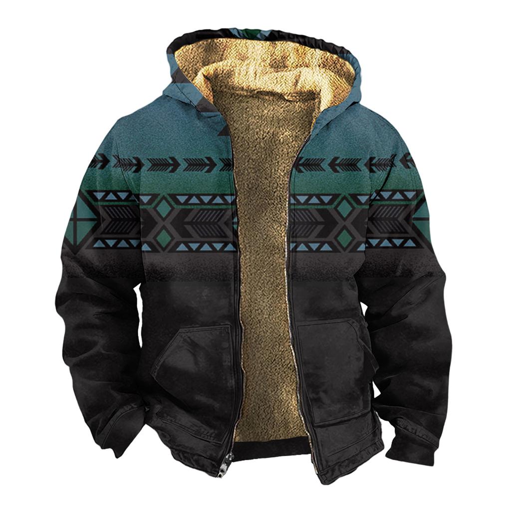 Мужская зимняя флисовая толстовка с капюшоном на молнии с накладным карманом, повседневная куртка