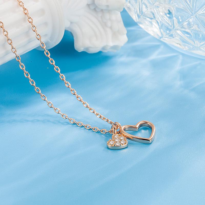 Ожерелье с бриллиантом «Сердце к сердцу» для женщин - Стильная роскошная цепочка для ключицы, Идеальный подарок для лучшей подруги