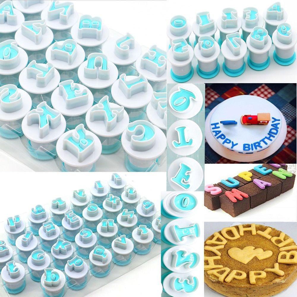 "Chou Kai 26-Piece Alphabet & Number Biscuit Mold Set for Fondant & Cake Decoration"