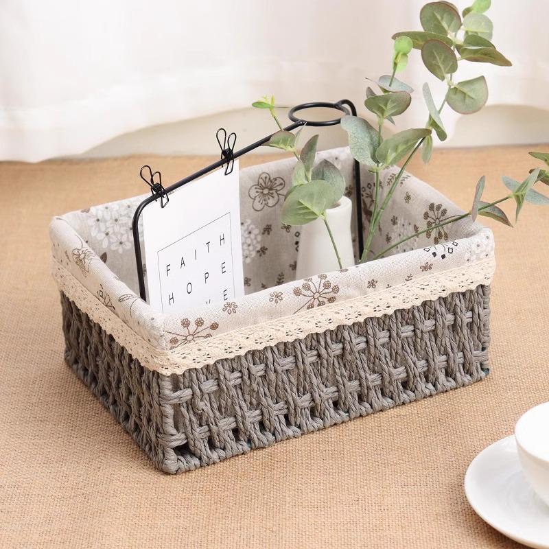 Rattan Desktop Storage Basket for Clothes, Cosmetics, and More
