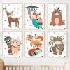 Kawaii Bear Deer Owl Fox Monkey Feather Nursery Animal Posters And Prints Wall Art Canvas Painting Pictures Baby Kids Room Decor