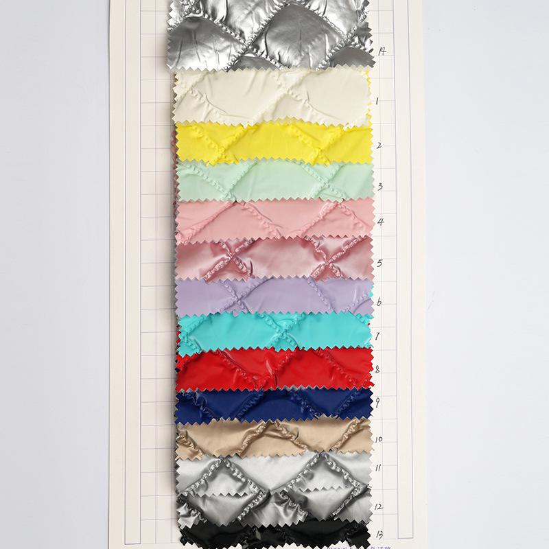 Ultrasonic Quilted Wireless Fabric Plaid Down Jacket PU Handbag Leather Fabric