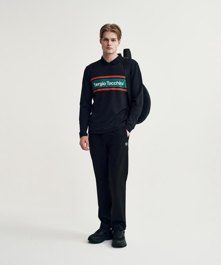 Мужская футболка-поло SERGIO TACCHINI с длинным рукавом, на молнии, из пике, с логотипом M Flag