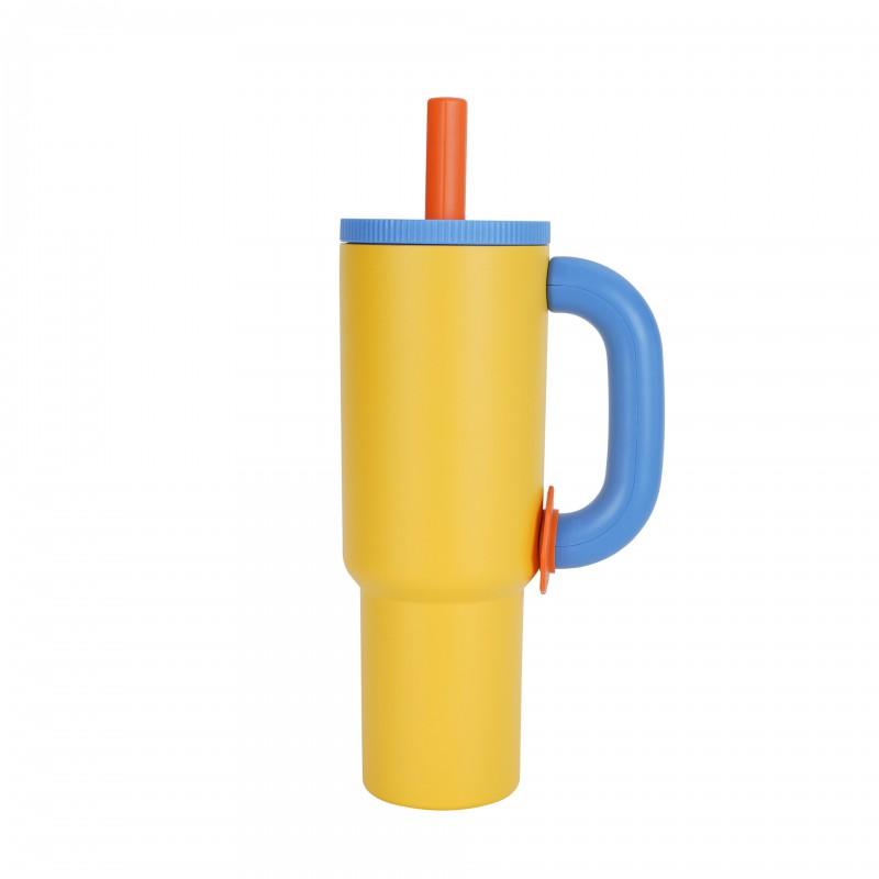 40oz Stainless Steel Insulated Travel Mug With Handle Vacuum Thermos Car Office Outdoor Use