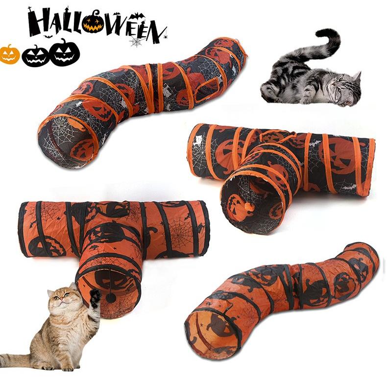 Хэллоуин Кошачий туннель Подиум Кошачий лаз Катящийся дракон Тыква Паутина Праздничные кошачьи игрушки Канал Праздничные украшения