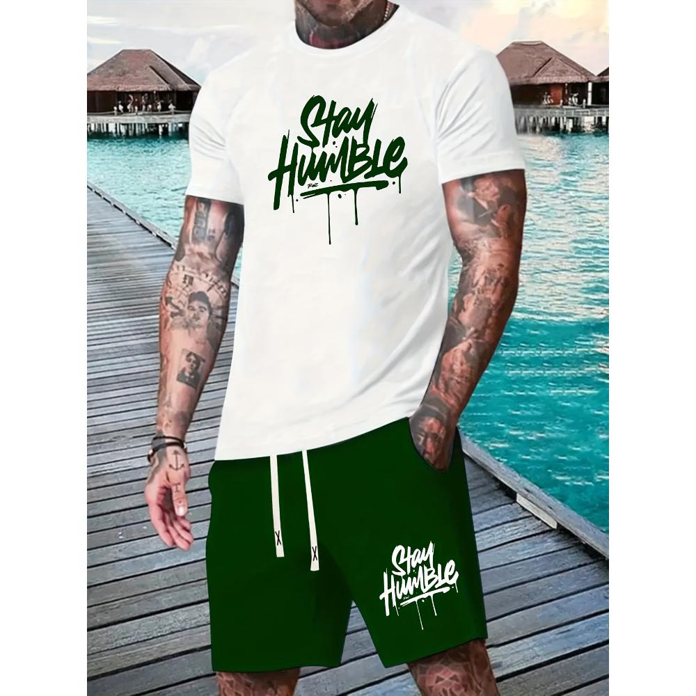 Мужская футболка и шорты в гавайском стиле с 3D-принтом, летний повседневный комплект с короткими рукавами для отдыха на природе и пляжа, мужские повседневные шорты