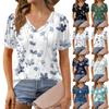 Женские летние топы с коротким рукавом и V-образным вырезом, свободные повседневные футболки