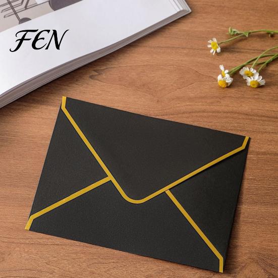 Premium Texture Stationery 5Pcs Western Style Envelopes with Gold Foil Trim, Offset Paper Invitation for Wedding, Greeting Cards, Business Letters,