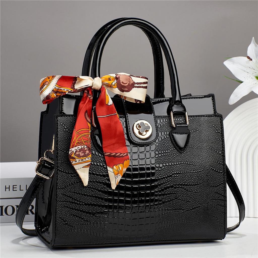 Luxury Quality Handbags Women's Bag Patent Leather Crocodile Stone Pattern Ladies Crossbody Shoulder Bags