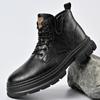 Hot Sale Men's Lace-Up Motorcycle Boots Leather Fashion Walking Shoes New Men Brand Mens Sneakers Male Comfortable Ankle Boots