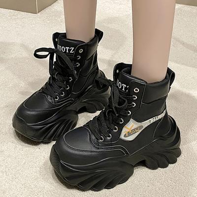 Модные готические ботинки на толстой платформе для женщин, осенне-зимние, ботильоны из искусственной кожи, женские, черные, на толстой подошве, мотоциклетные ботинки Mujer
