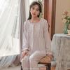 Пижама в стиле принцессы для женщин, осенний комплект из брючного костюма с длинными рукавами и милой кружевной отделкой, а также домашняя одежда для девочек