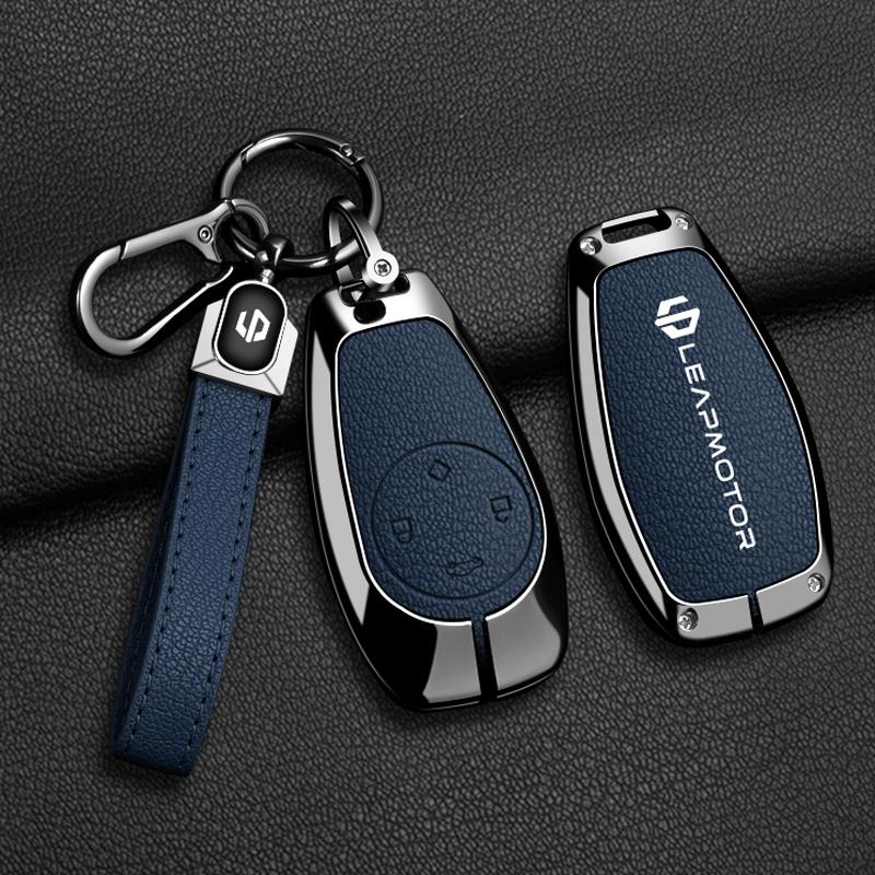 BFM1 Car Remote Key Case Cover For Leapmotor C16 C11 C10 C01 B10 T03 S01 Type Zinc Alloy Leather Protector Auto Keychain Accessories