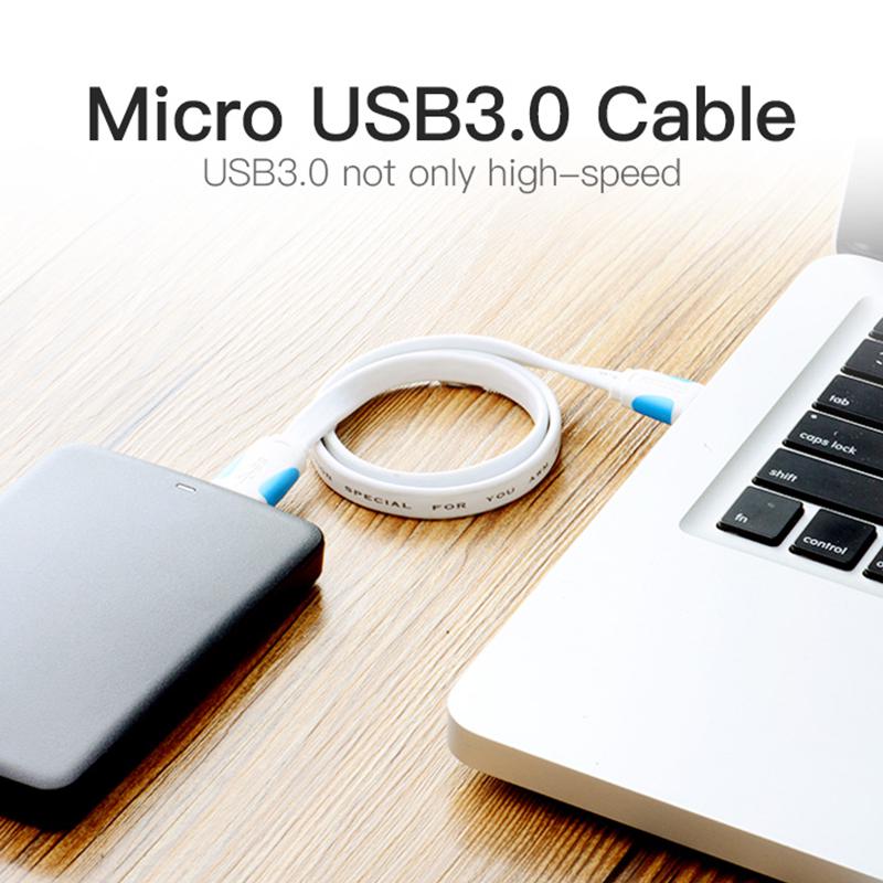 Кабель Vention Micro USB 3,0, быстрое зарядное устройство USB, кабель для синхронизации данных для жесткого диска Samsung S5, кабель 0,25 м, 0,5 м, 1 м, 1,5 м, 2 м