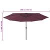 LED Illuminated Sun Umbrella 400 cm Burgundy