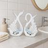 Modern Elite Swan Pair Ceramic Art Figure | Beautiful Home Decor (Set of 2, White)