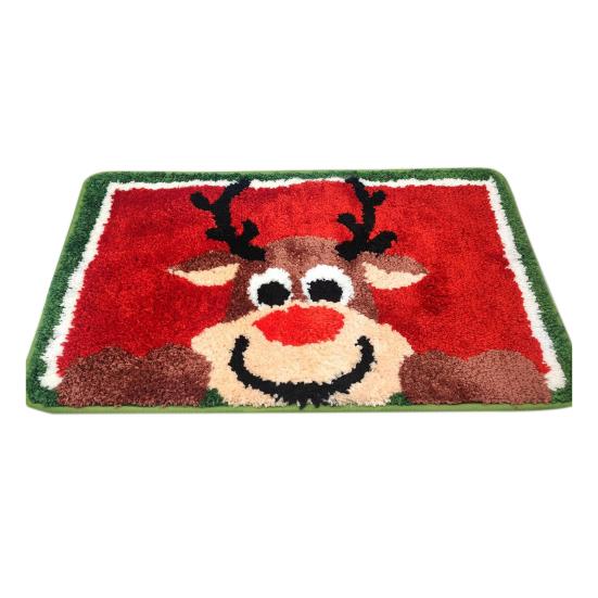 Christmas Floor Mat Faux Cashmere Snowman Letter Printing Anti-slip Doormat Water Absorbent