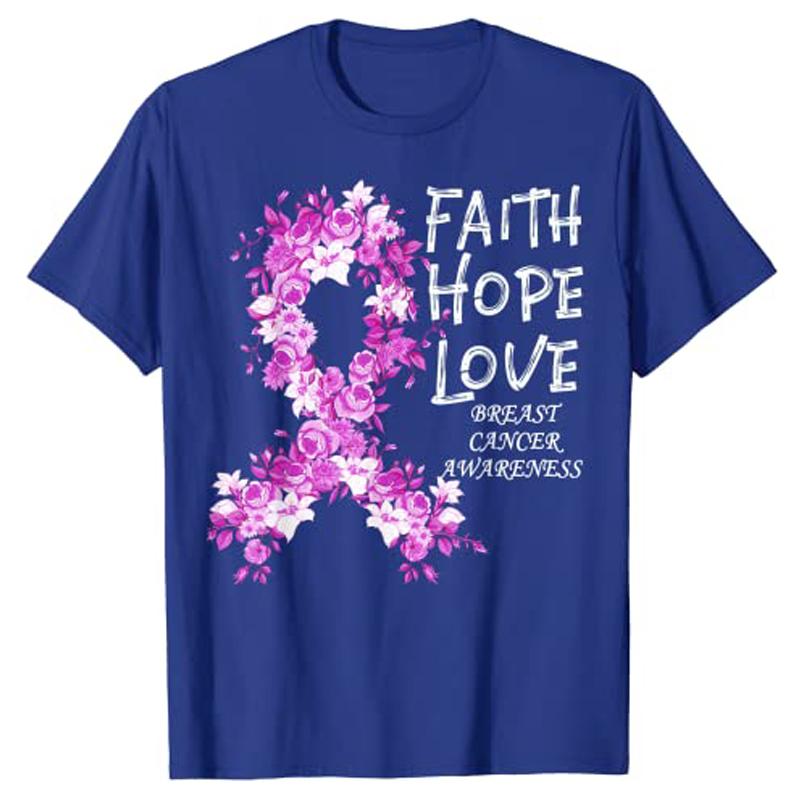Breast Cancer Faith BreastCancer Awareness TShirt Graphic Tee Womens Fashion Novelty Clothing Summer Fashion Short Sleeve Top