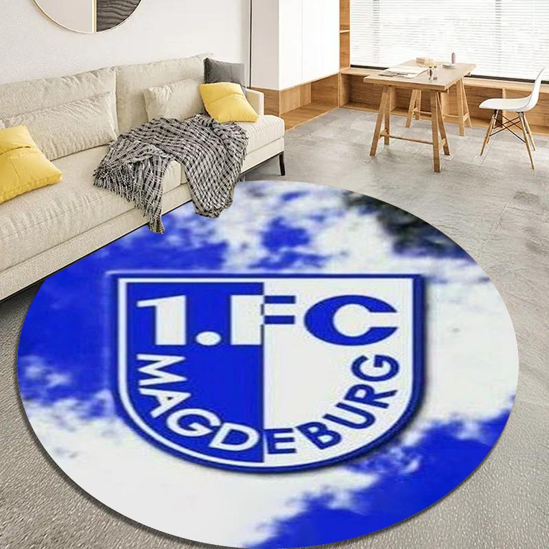 FC Magdeburg Round Area Rug,Carpet Rug for Living Room Bedroom Sofa Playroom Decor,Non-slip Floor Mat56