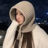 Solid Color Knitted Hat Scarf Versatile Warm Windproof Pullover Hat Women's Autumn and Winter Wool Hat