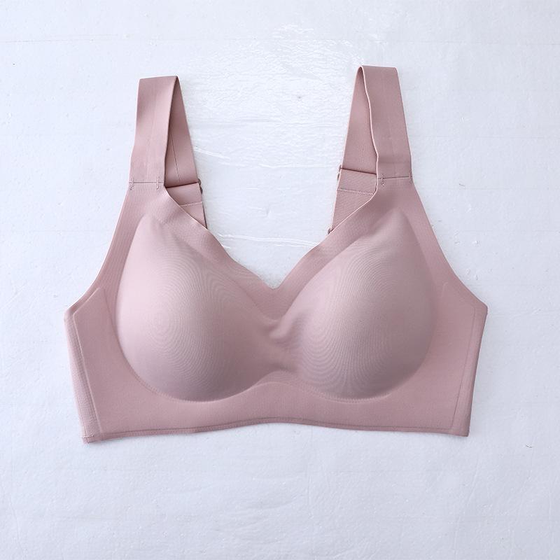 Hot Sale Wide Shoulder Strap Adjustable Latex Underwear Women's No Steel Rim Thin Gather Breasts Sports Vest Bra