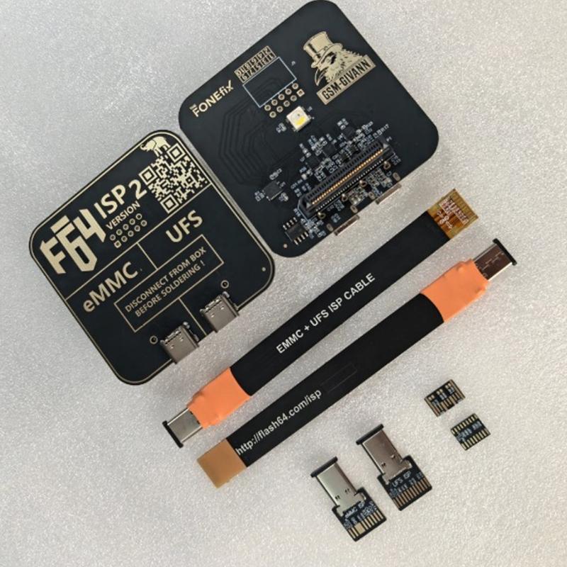 EMMC UFS ISP Programming Adapter Kit for Phone Repair Counters, F64 Programming Set for Storage Read Write Work with Flat Cable Support