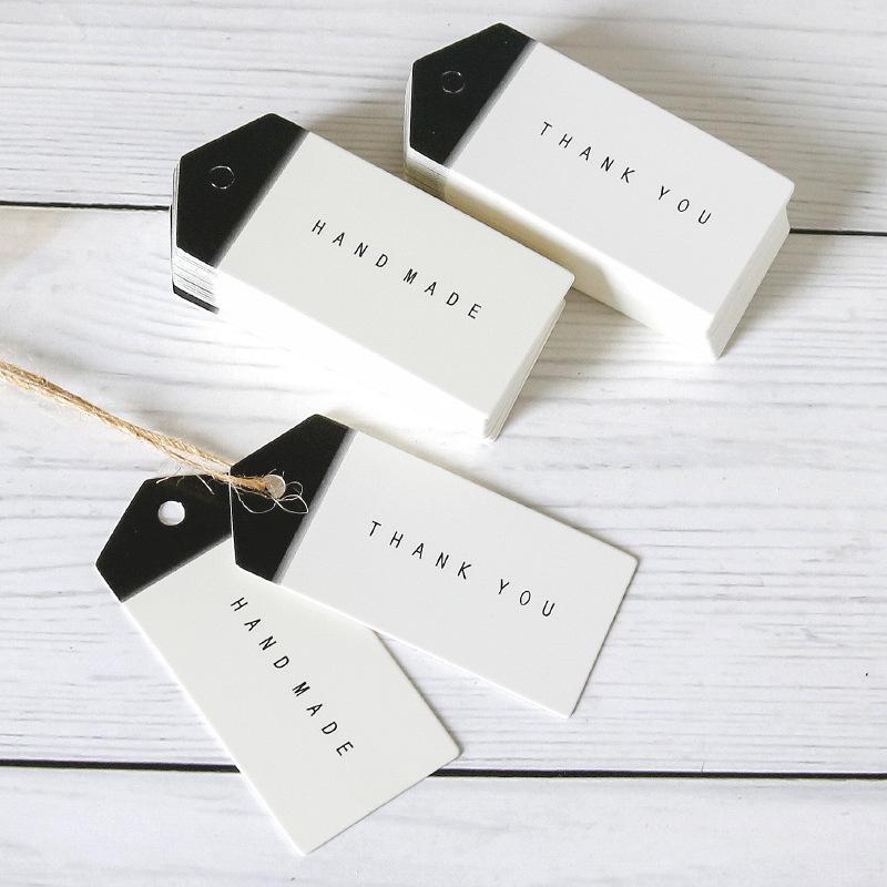50 черно-белых бирок ручной работы в форме стрелок 'Спасибо' для упаковки выпечки