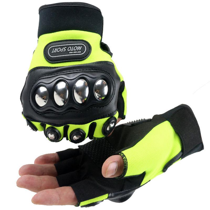 Men's Steel Shell Half-Finger Motorcycle Tactical Riding Gloves