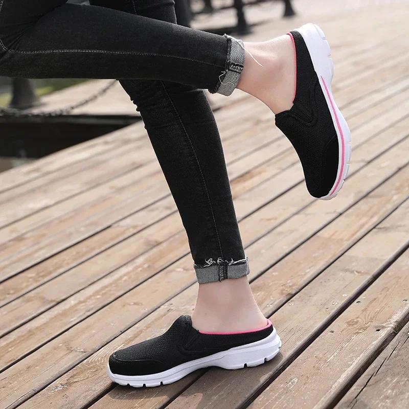 High Quality Breathable Half Slippers Sandals Women Summer Slip-on Big Size Casual Sneakers Ladies Non-slip Soft Walking Shoes